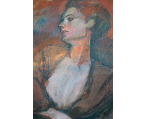 COOTE, MICHAEL; An unframed oil on canvas portrait of the female form. 61cm x 61cm

Michael Coote studied as a photo lithogra