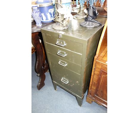 A VINTAGE PAINTED STEEL FILING CABINET, 35 cms wide