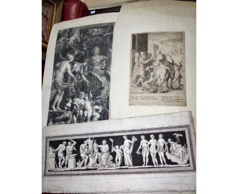 BARTOLOZZI AFTER CIPRIANI: A pair of engravings of a classical frieze with other 18th century and later prints