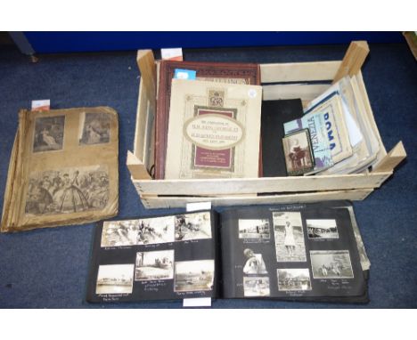 A VINTAGE 1920S PHOTOGRAPH ALBUM, a Victorian scrap book and similar items