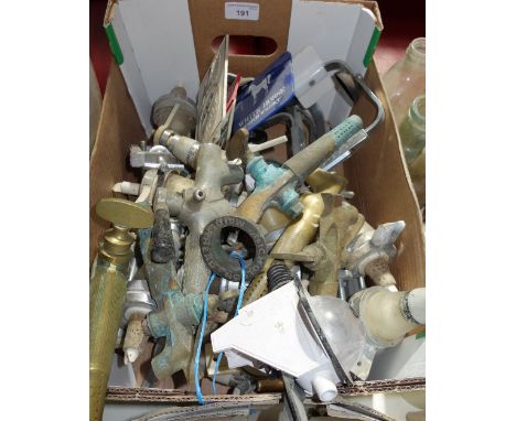 A COLLECTION OF OPTICS, brass beer barrel taps and a beer barrel ring