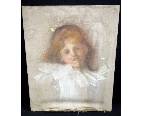 SYBIL M DOWIE: Portrait of a young girl, pastel on canvas