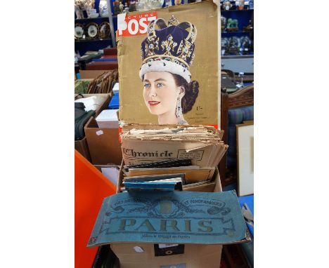 A COLLECTION OF VINTAGE POSTCARDS, newspapers and printed ephemera