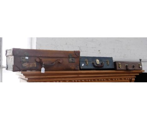 A VINTAGE LEATHER SUITCASE by Antler and two briefcases (3)