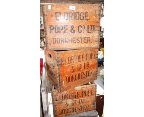 THREE VINTAGE WOODEN "ELDRIDGE POPE" BEER CRATES