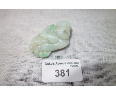 CHINESE LOHAN 'JADE' CARVED FIGURE of a 'Smiling Man'