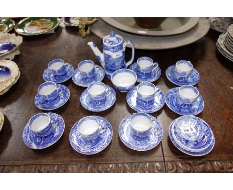 A SPODE "ITALIAN" BLUE AND WHITE COFFEE SET and similar Spode ceramics
