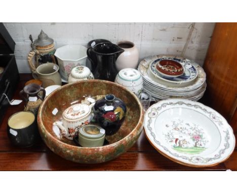 A PAIR OF SPODE SOUP BOWLS and a quantity of ceramics