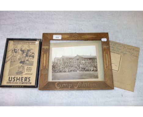 FIRST WORLD WAR INTEREST; A GERMAN PRISONER OF WAR PHOTO showing German prisoners, taken at Brockton Camp, Bilston Staffordsh