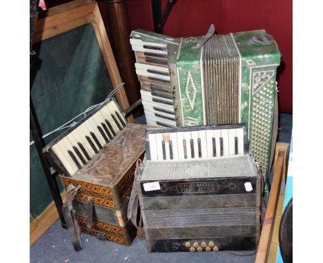 THREE VINTAGE PIANO ACCORDIONS (in need of restoration)