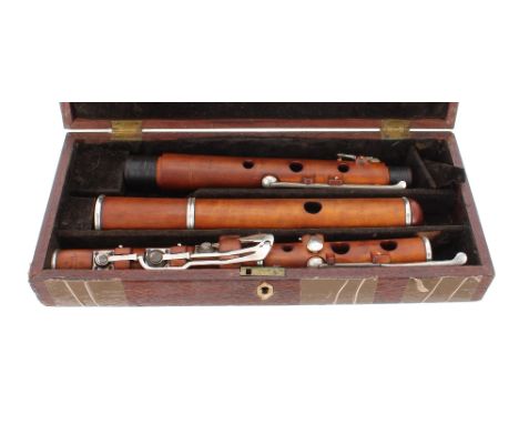 Good English boxwood flute by and stamped Rudall &amp; Rose, no. 1 Tavistock Street, Covent Garden, London, no. 4322, within 