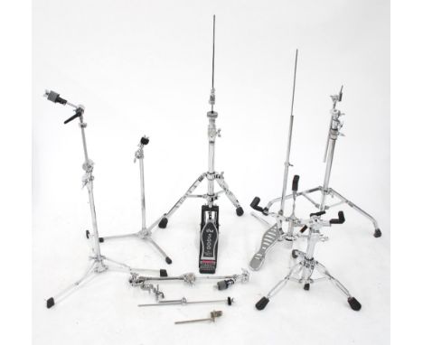 Selection of good vintage and later drum hardware including a DW500 Hi-Hat stand, DW Large .Bone with boom arm, DW5000 snare 