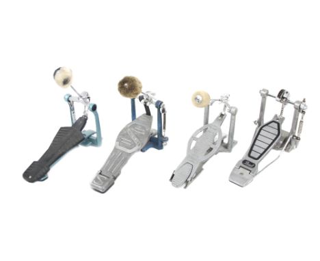 Ludwig Speed King kick drum pedal; together with a Premier 250 bass drum pedal, a Pearl bass drum pedal and a vintage Slinger