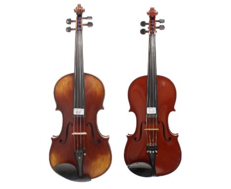 Good contemporary viola, 15 13/16", 40.20cm, case; also another contemporary viola labelled Michael Poller..., 15 1/16", 38.3