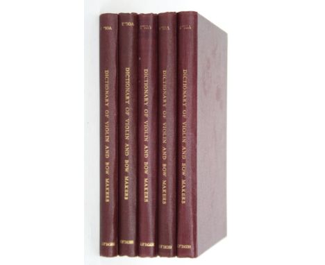 William Henley - Universal Dictionary of Violin &amp; Bow Makers, volumes I to V, first edition published 1959 (5)