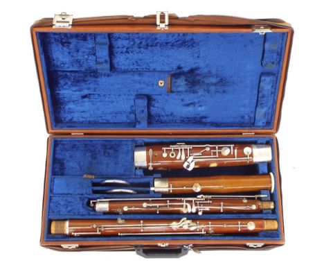 Old bassoon stamped Lewington, London, The Model 61, with two crooks, case