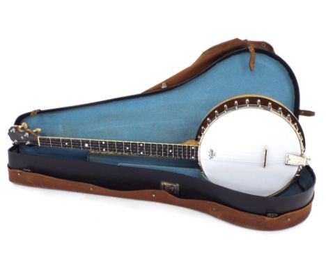 Vega Whyte Laydie no. 2 banjo, made in USA, ser. no. 80512, with natural maple resonator back, 11" diameter skin and 27" scal