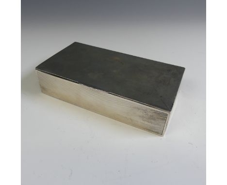 An Edward VIII silver Cigarette Box, by&nbsp;John Rose, hallmarked Birmingham 1937, with engine turned decoration in the Art 