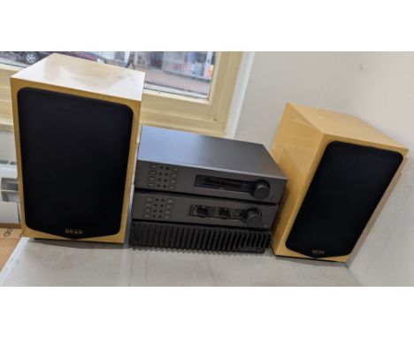 A Quad Hi-Fi System including ; a 34 Control Unit Pre-Amp, a 306 Power Amplifier, a FM4 Tuner and a pair of Quad 77-11L Speak