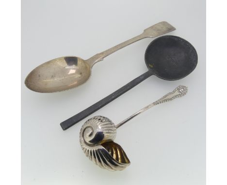 A Victorian silver Table Spoon, by Henry Holland, hallmarked London, 1868, fiddle pattern, initialled, 22cm long, together wi