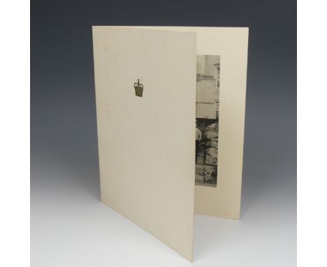 H.M Queen Elizabeth II (1926-2022) signed 1952 Christmas Card, with black and white image of The Royal Couple and their two c