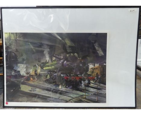 After Terence Cuneo (British, 1907-1996),&nbsp;a signed print "B Battery on the Airfield-Topcliffe 1982", together with ten o