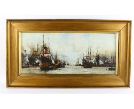 Charles Edward Dixon (1872 - 1934), the Lower Pool, colour print, 26cm x 61cm, framedGood condition, original gilt frame 