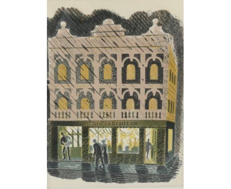 Eric Ravilious (1903-1942), lithograph in colours on paper, Public House, The Brighton, 18.5cm x 14.5cm, mounted, framed and 