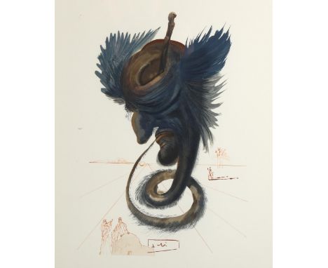 Salvador Dali (1904 - 1989), The Black Cherub, lithograph, image 25cm x 17cm, framedGood condition 