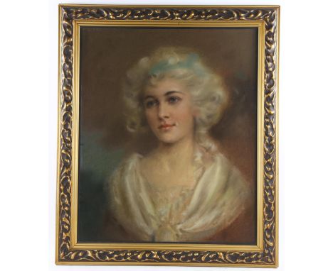Late 19th/early 20th century coloured pastels, portrait of a lady, unsigned, 58cm x 48cm, framedGood condition 
