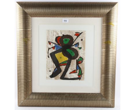 Joan Miro (1893 - 1983), abstract colour woodcut print, issued in Miro engraving volume 1, no. 2334/2700, sheet 32cm x 25cm, 