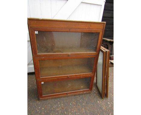 Oak Globe Wernicke style 3 section glazed bookcase made by Gunn complete with 3 spare glazed doors 