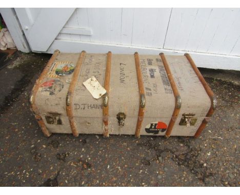 Vintage banded travelling trunk 
