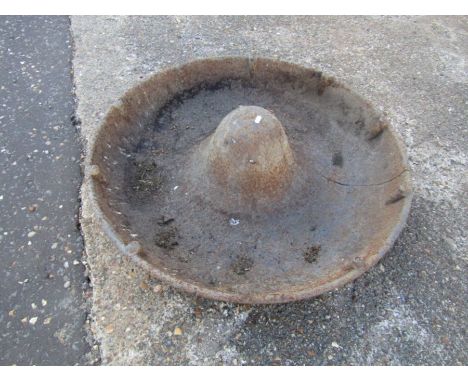 Cast iron Mexican hat pig feeder/planter with crack 