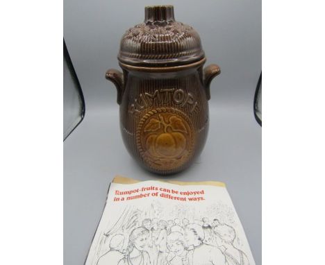 A Rumtopf West German pot with lid and original leaflet
