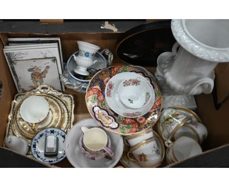 A Victorian Royal Worcester tea service for six, painted with wild flowers, to/w a Regency Spode plate and other decorative c