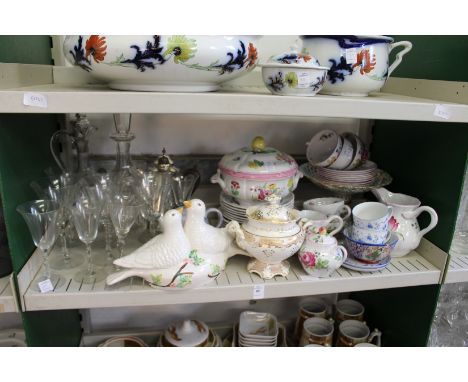 A quantity of Spode Marlborough Sprays and other decorative china and glass ware.