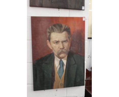 Russian School, a bust length portrait of Maxim Gorky, oil on canvas, unframed.