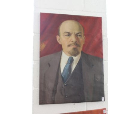 Russian School, a bust length portrait of Lenin, oil on canvas, unframed.