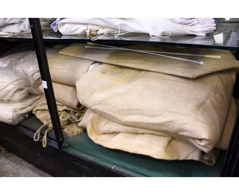 A quantity of Hessian style curtains etc.