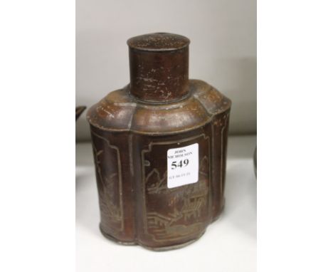 A Chinese spelter tea caddy.