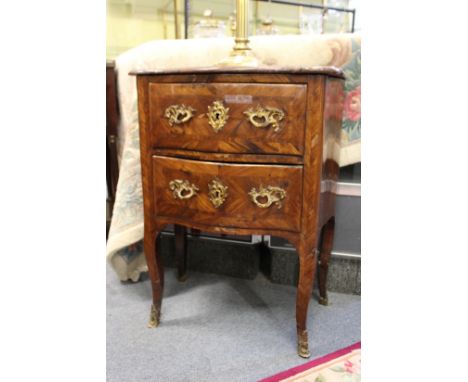 An 18th / 19th century French marble topped and kingwood two drawer petite commode.