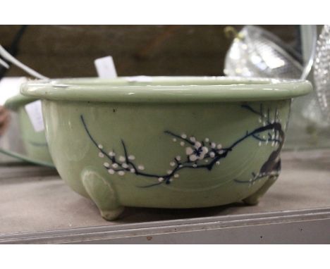 A large Celadon glazed Chinese planter.