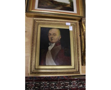 A portrait of a military man, oil on board.