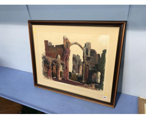 Limited Edition print, Norman Wade, 'Lindisfarne Priory', number 30/70, signed in pencil, dated **69, 51 x 67cm
