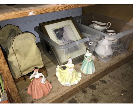 A tea/dinner service, Royal Doulton figures etc.
