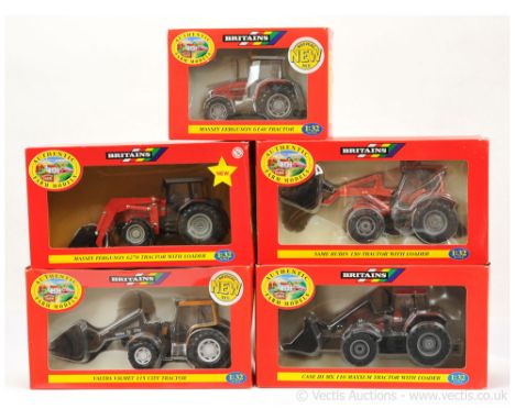 Britains 09449 Massey Ferguson 6140 Tractor - red, white, grey; 09448 Valtra Valmet 115 City Tractor - black, orange; 00228 C