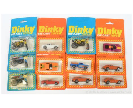 Dinky a group of late issue small scale models to include 106 Datsun 280Z; 107 BMW Turbo; 110 Stepside Pick-up; 126 Suzuki TM