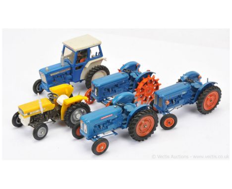 Britains unboxed Tractor group to include Massey Ferguson 135 - yellow, grey, white; Ford 600 - blue, off white, figure drive