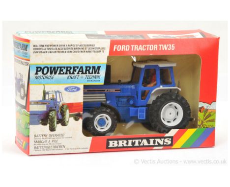 Britains Power Farm 9321 Ford TW-35 Tractor - blue, grey, black, figure driver - Near Mint in a generally Good (does have som